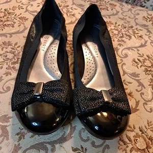 KAREN SCOTT Black Patent Gloss Sparkly Rozetta Slip On Ballet Flats Size 8.5 - Picture 1 of 6