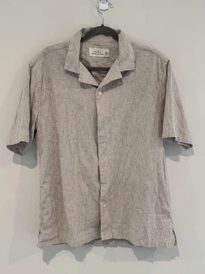 Abercrombie & Fitch Shirt Mens Brown Medium EUC Summer Linen Blend Short Sleeve  - Image 1 of 4