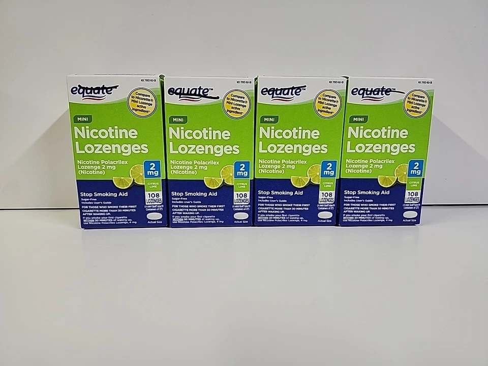 Equate Mini Nicotine Lozenges 2mg Citrus Lime Box Of 108ct. (Lot Of 4 Boxes) - Image 1 of 4