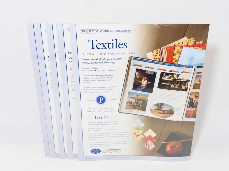 Lote de papel de montaje fotográfico Creative Memories textiles 4 6 colores, 12 hojas 10"x12" Foto 1 de 3