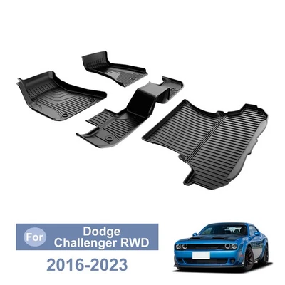 Car TPE 3D Floor Mats Trunk Mat For 2016-2023 Dodge Challenger RWD All Weather - Imagem 1 de 4