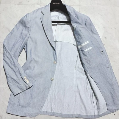 Canali Kei Jacket Men’s 38 Blue White Pinstripe Cotton Unstructured Blazer - Image 1 of 4