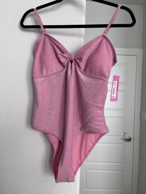Glittery Pink Betsy Johnson, One Piece Swimsuit . Size Large New With Tag - Image 1 of 4