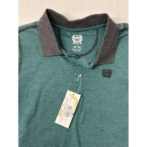 Cinch Boys' Striped Polo Shirt Top Green Black Size M (10) NWT - Picture 1 of 3