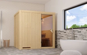 Karibu Sauna SODIN 196x170cm 68mm Elementsauna ohne Ofen Espe Liegen AKTION - Bild 1 von 10