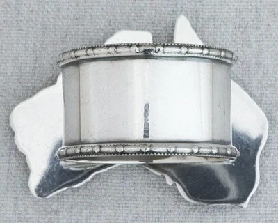 Anillo servilleta recuerdo plata mapa continente David Stewart Dawson Australia Foto 1 de 4