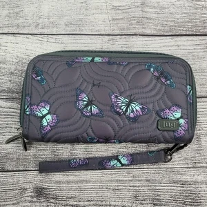 Lug Splits XL 7,5" Kalbsleder RFID Geldbörse Schmetterling grau - Stil im Ruhestand - Bild 1 von 6