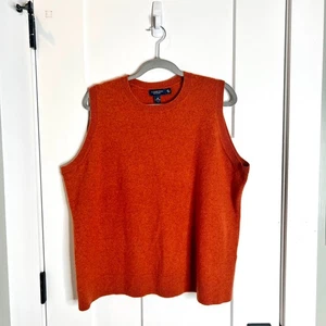 Lands' End 100% Cashmere Burnt Orange Sleeveless Sweater Tank Fall Crew Neck 2X - Picture 1 of 3