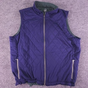 Peter Millar Quilted Reversible Vest Mens XL Full Zip Fleece Lined Pockets Blue - Picture 1 of 8
