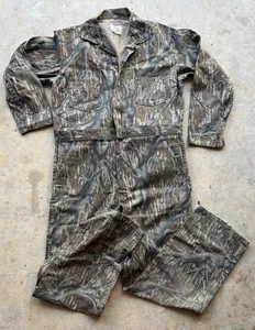 Vintage Mossy Oak Coveralls Mens Large Greenleaf Camo Turkey Hunting USA Made - Picture 1 of 7