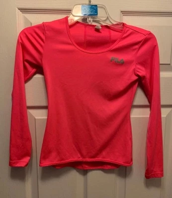 Camiseta esportiva feminina Fila esporte manga longa treinamento XS 7/8 - Imagem 1 de 4
