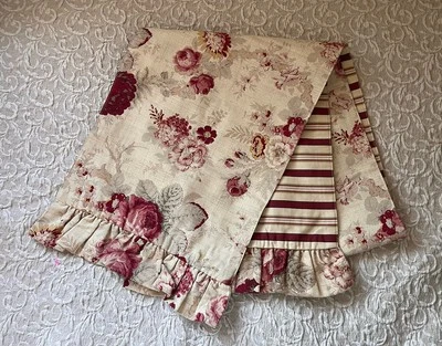 "Mesa Waverly Vintage Rosa Corredor Rayas Reversibles Norfolk Jardín Habitación 72""" Foto 1 de 4