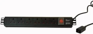 POWERDATA TECHNOLOGIES - 6 Way UK PDU with IEC C20 Plug - Horizontal Rack Mount - Picture 1 of 1