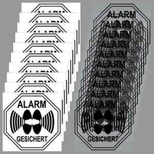 10 Fenster Set Aufkleber Alarm Gesichert 5cm schwarz Innenseite Glas Scheibe - Bild 1 von 6