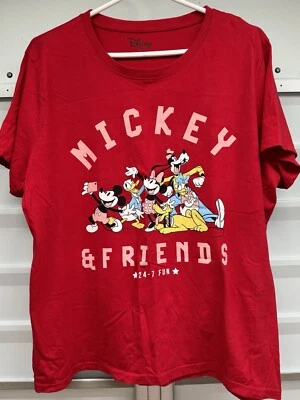 Disney Ladies Mickey And Friends XL T-shirt Red 100% Cotton Short Sleeved - Image 1 of 4