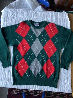 Johnstons Of Elgin 100% Lambswool Argyle Red Green Non Tacky Christmas Jumper XL - Image 1 of 4