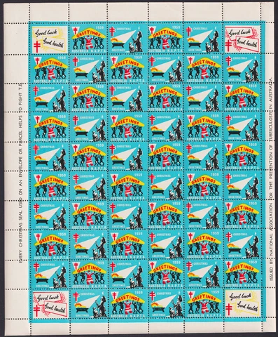 Australia 1959 NAPTA Anti-TB Christmas Seal SCARCE complete sheet (60) fresh MNH Cover