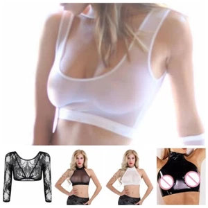 Mujeres Sexy Malla Transparente Ver a través Prendas para el torso Recortadas Camiseta Club Blusa Cami Chaleco - Imagen 1 de 38