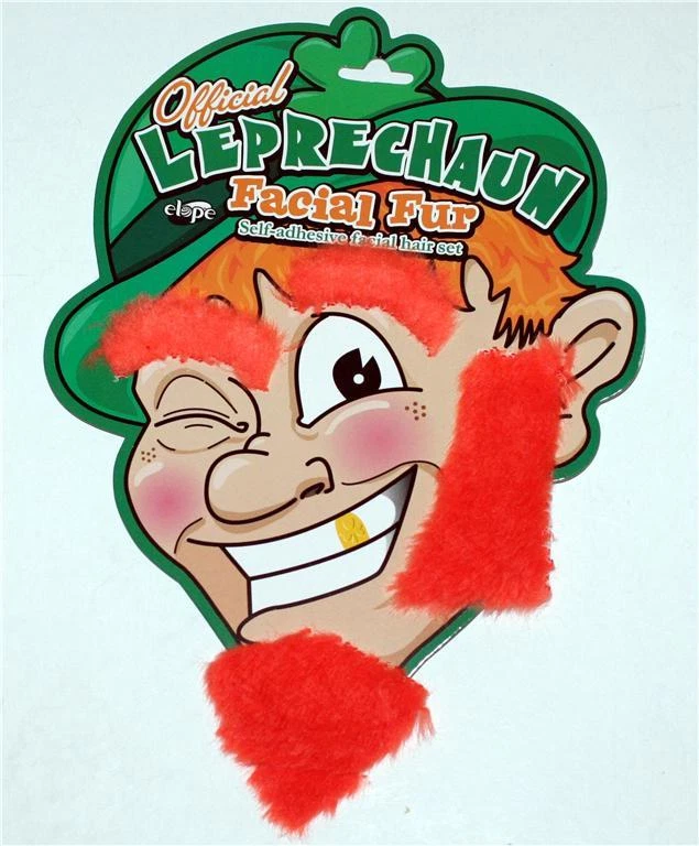 LEPRECHAUN ELF St Patricks Day ORANGE Beard Eyebrow Sideburn FACIAL FUR HAIR - Image 1 of 1