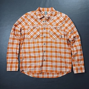 Stio Hemd Herren große Gehrung leicht Flanell kariert Baumwolle langarm orange - Bild 1 von 8