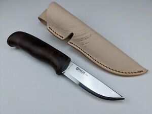 Helle Gro Knife - Dark Birch Wood Handle + Leather Sheath - Norway Made