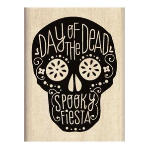 Spooky Fiesta Day of the Dead Wood Mounted Rubber Stamp Inkadinkado - Picture 1 of 1