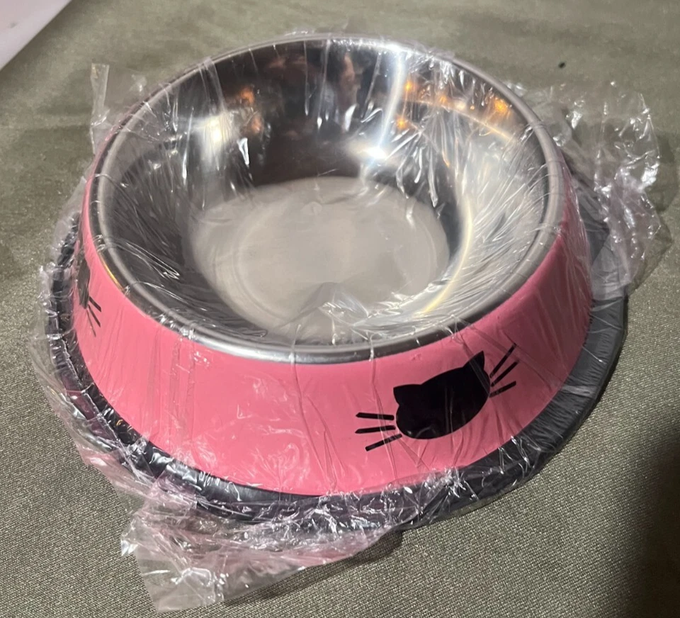 Juego de platos de comida y agua para gatos - 2 piezas - Diámetro base 6" - Rosa - Nuevo Foto 1 de 1