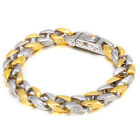 12mm Silver Gold Fashion Bangle Mens Curb Chain 316L Stainless Steel Bracelet