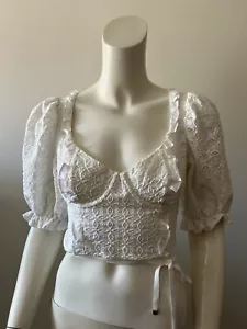 For Love and Lemons Sand Dollar Top weiß Bügel Öse Korsett Top Bluse S - Bild 1 von 7