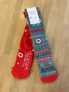 2 Pair - NEW - FRIENDS and AMERICAN RED CROSS - Thanksgiving & Christmas Socks - Picture 1 of 7
