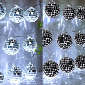 2 Packs 20 LED 9.8Ft Disco Ball String Light - Battery Powered and USB Plug, Dis - Picture 1 of 9
