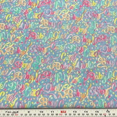 Little Sprouts Hoffman Fabrics Baby Boy Cute Girl Blue Cotton FAT QUARTER 18x21 - Image 1 of 2