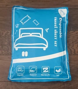 1 Pack Disposable Bed Sheets Set - Fitted Sheet Queen Size with Quilt Cover- NEW - Picture 1 of 5