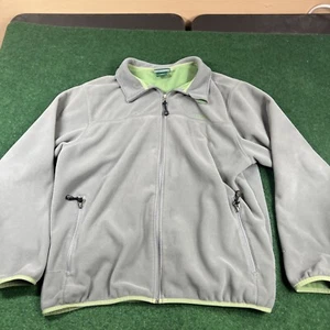 L.L. Bean Men's Polartec Fleece Jacket Full Zip L Grey & Green Outdoors Hiking - Picture 1 of 13