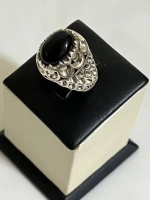 Men Silver 925 Ring  Genuine Black Yemeni Agate Handmade Design - عقيق اسود كتم - Image 1 of 4