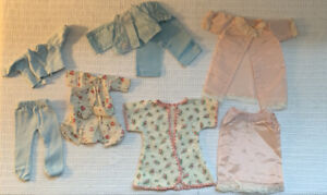 VINTAGE DOLL PJ’s ROBES NIGHTGOWN HANDMADE SATIN FLANNEL VARIOUS SIZES PINK BLUE