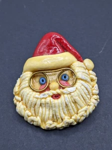 Mile High Princess Handpainted Santa Brooch 1 3/4" Across - Picture 1 of 3