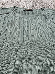 BROOKS BROTHERS Green 100% Mercerized Cotton Cable Knit Pullover Sweater Size XL - Picture 1 of 5