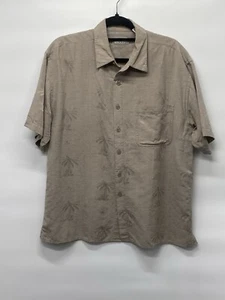 Cumran Men’s Silk Blend Palm Tree Print Short Sleeve Shirt - Picture 1 of 5