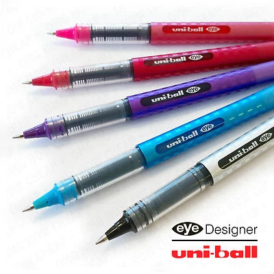 5 x Uni-Ball Eye Designer Rollerball = Black, L. Blue, Violet, Wine, Pink UB157D - image 1 of 4