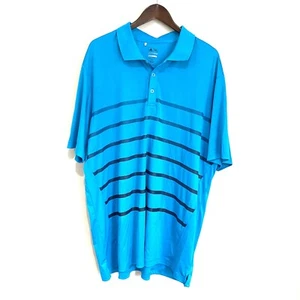 Adidas Pure Motion Herren 2XL Blau Gestreift Cool Max Kurzarm Golf Polo Q13 - Bild 1 von 6