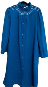 Vintage Sear At Home Short Robe MuuMuu Womens MEDIUM Teal Long Sleeve Snaps - Imagen 1 de 7