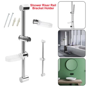 Modern Slider Rail Bathroom Shower Riser Kit Soap Bar Holder Hose Head Set - Picture 1 of 12