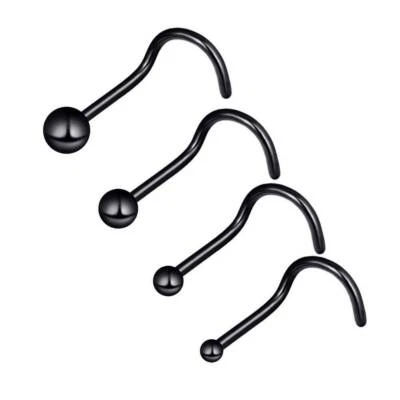 4PCS Screw Pin Nose Stud 20G Tiny Ball Surgical Steel Screw Nose Ring Studs Set - Image 1 of 4