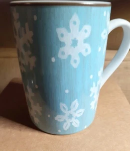 Pfaltzgraff Weihnachten Schneeflocke Kaffeebecher Tasse blau-weiß - Bild 1 von 4
