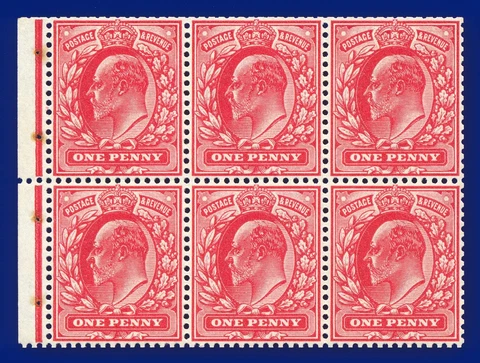 1904 SG220 1d Deep Bright Scarlet Booklet Pane (M5(3)x6) MNH CV-M5(1) £250 ajaz Cover