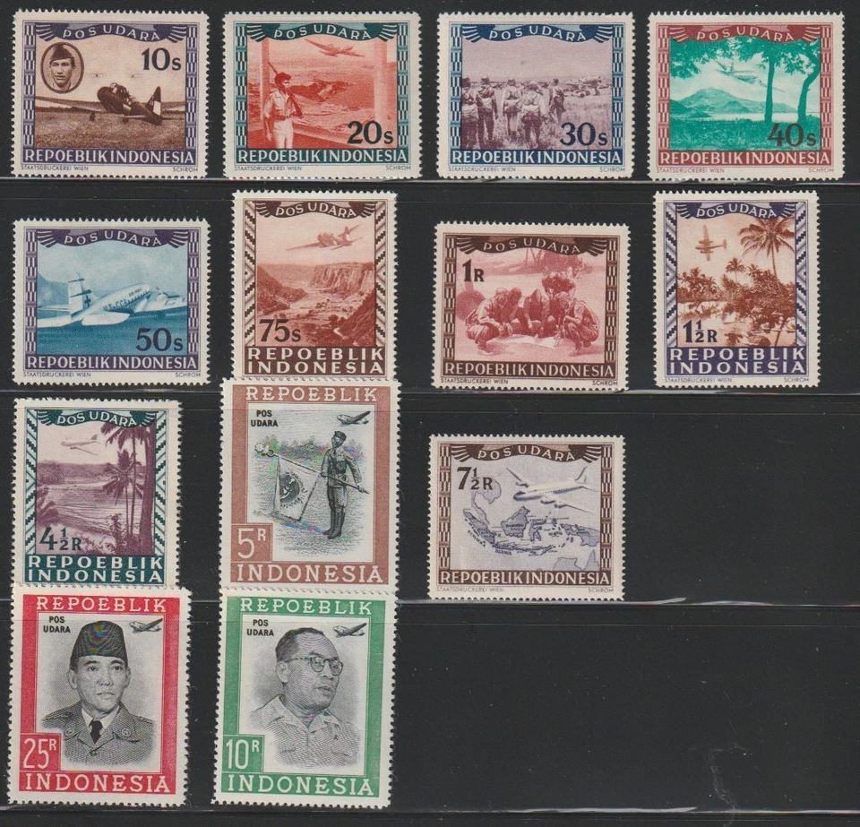 印度尼西亚 1948 Sc # C 1-13 航空邮件全新无标签 OG — 第 1/1 张图片