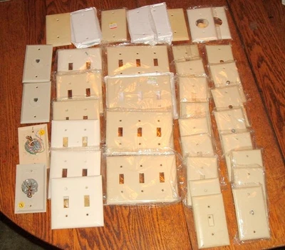 40 Light Switch Outlet Plates Receptacle Covers Plastic NOS Misc Types - Image 1 of 4