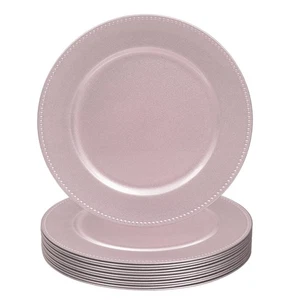 13" Pink Charger Plates, Plastic Charger Plates with Beaded, Round Chargers f... - Picture 1 of 7