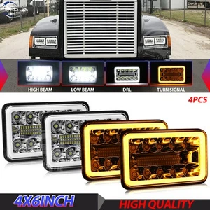  4X 4x6" Faro LED DRL haz para Freightliner FLD120 1988-2010 FLD112 clásico - Imagen 1 de 9